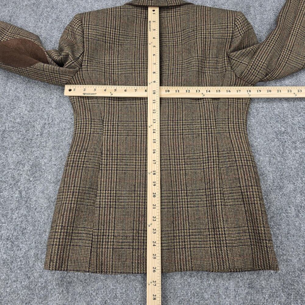 Lauren Ralph Lauren Blazer Womens 4P Brown Plaid Wool Alpaca Tweed Elbow Patch - Picture 6 of 16